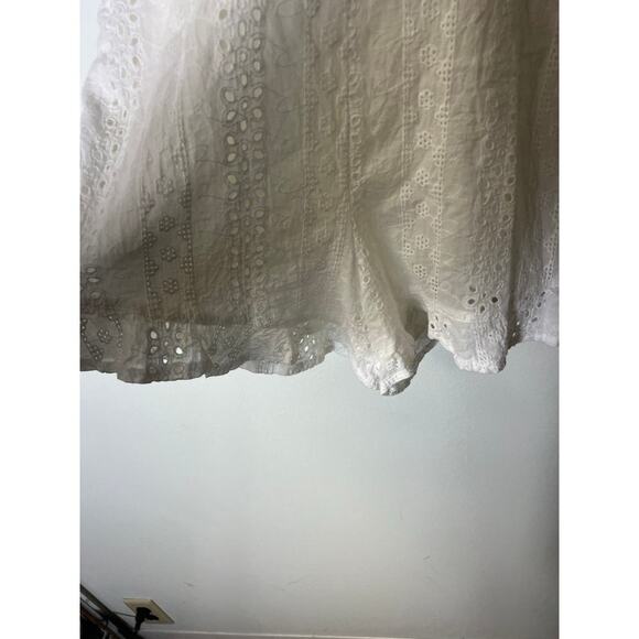 Just Me White Eyelet Lace Flutter Sleeve Jumpsuit Sz L - Picture 3 of 4